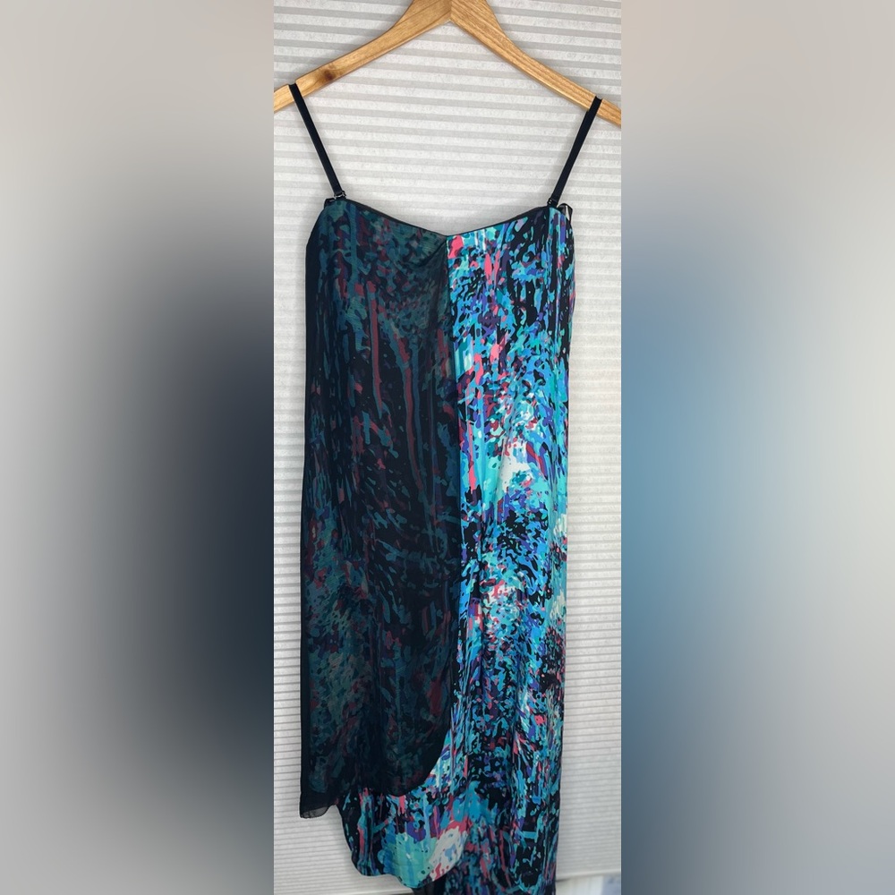 BCBG Max Azria Runway Strapless Asymmetric Silk Cocktail Party Dress Size 8